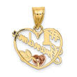 10K Two-Tone #1 GRANDMA In Heart Frame Charm