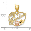 10K Two-Tone #1 GRANDMA In Heart Frame Charm