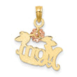 10k Two-Tone Textured Scroll w/ Flower MOM Charm
