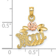 10k Two-Tone Textured Scroll w/ Flower MOM Charm