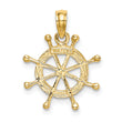 10K w/ Rhodium Ships Wheel Pendant