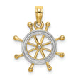 10K w/ Rhodium Ships Wheel Pendant