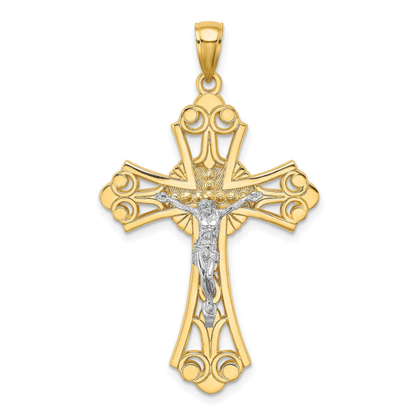 10K Two-tone Cut-Out Crucifix Charm