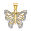 10K w/Rhodium Butterfly W/ White Beaded Wings Charm