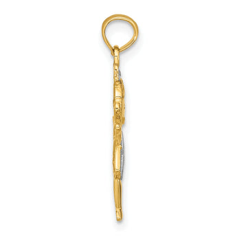 10K Textured w/Rhodium Girl Charm