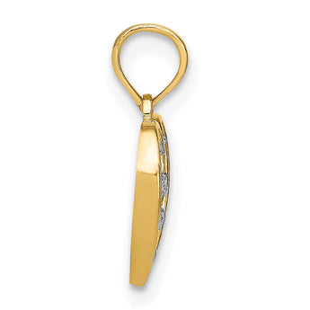 10k w/Rhodium D/C Heart Charm