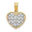 10k w/Rhodium D/C Heart Charm