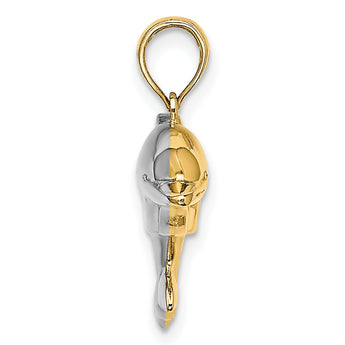 10k w/Rhodium 3-D Reversible Puffed Dolphin Charm