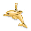 10k w/Rhodium 3-D Reversible Puffed Dolphin Charm