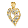 10K W/ Rhodium D/C Filigree Heart Charm