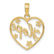 10k w/Rhodium Hope In Heart w/Flowers Charm
