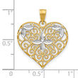 10k w/Rhodium Cut-Out Filigree Flower and Heart Charm