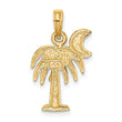 10K W/ Rhodium Polished Charelston Palm Tree Charm