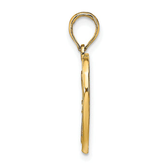 10K W/ Rhodium Beaded Filigree Fashion Heart Charm