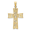 10K W/ Rhodium and D/C Flower Design Cross Charm