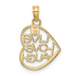 10K w/ Rhodium LIVE LOVE LAUGH In Heart Charm