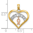 10k Two-tone with White Rhodium BELIEVE in Heart w/ Breast Cancer Ribbon