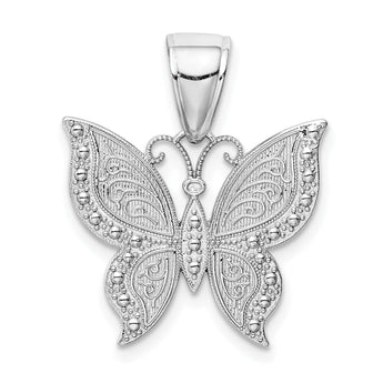 10K White Gold Butterfly Pendant
