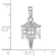 10K White Gold RN Caduceus Pendant