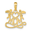 10K Polished MOM w/Heart and Angels Pendant
