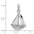 10K White Gold Polished 3-D Sailboat Charm