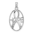 10K White Gold Textured HOPE w/Ribbon Charm