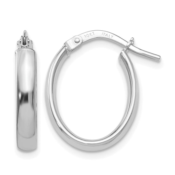 10K Polished White Gold Hoop Earrings - Birthstone Company