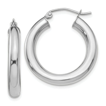 10K White Gold Polished Lightweight Hoop Earrings