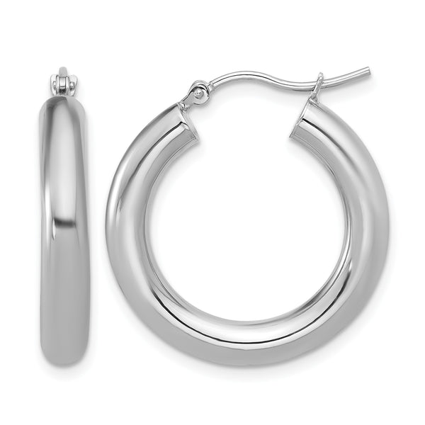 10K White Gold Polished Lightweight Hoop Earrings - Birthstone Company