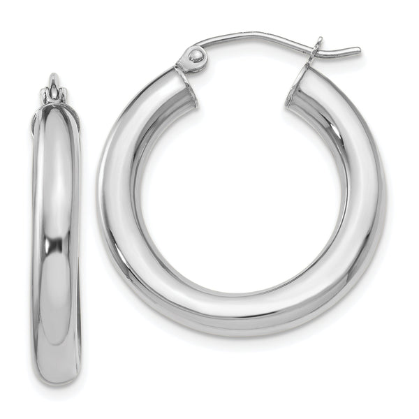 10K White Gold Polished Lightweight Hoop Earrings