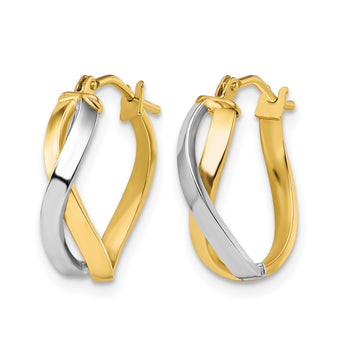 10K Two-tone Polished Twisted Hoop Earrings - Birthstone Company