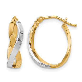 10K Two-tone Polished Twisted Hoop Earrings - Birthstone Company