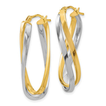 10K Two-tone Polished Twisted Hoop Earrings