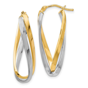 10K Two-tone Polished Twisted Hoop Earrings