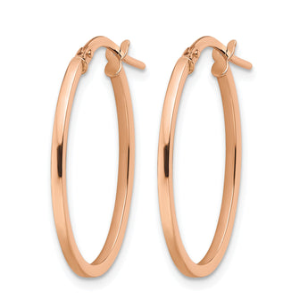 10K Rose Gold Polished Oval Hoop Earrings - Birthstone Company