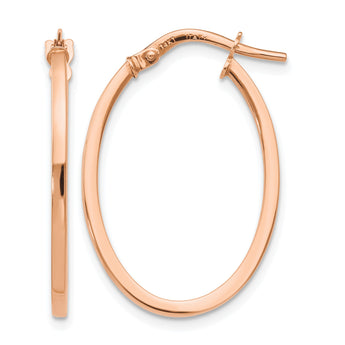 10K Rose Gold Polished Oval Hoop Earrings - Birthstone Company