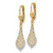 10K w/Rhodium Fancy Leverback Earrings