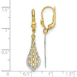 10K w/Rhodium Fancy Leverback Earrings