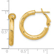 10K 3x15 D/C Round Omega Back Hoop Earrings