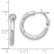 10K 3x15 White Gold D/C Round Omega Back Hoop Earrings