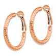 10K 3x20 Rose Gold D/C Round Omega Back Hoop Earrings