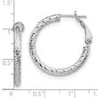 10K 3x20 White Gold D/C Round Omega Back Hoop Earrings