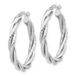 10K White Gold Polished Twisted Hoop Earrings