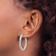 10K White Gold Polished Twisted Hoop Earrings