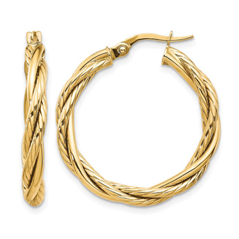 10K Polished Twisted Hoop Earrings - Birthstone Company