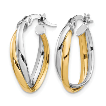 10K Two-tone Polished Hoop Earrings - Birthstone Company