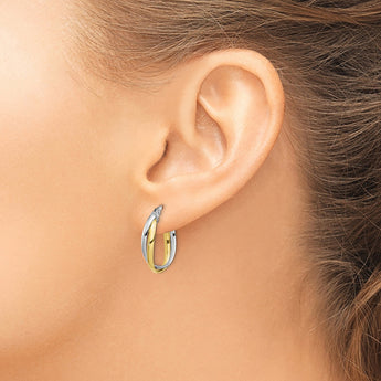 10K Two-tone Polished Hoop Earrings - Birthstone Company