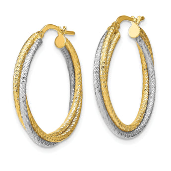 10K Two-tone Polished D/C Hoop Earrings