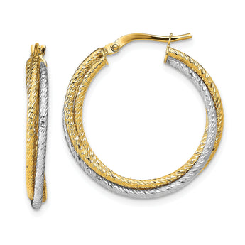 10K Two-tone Polished D/C Hoop Earrings