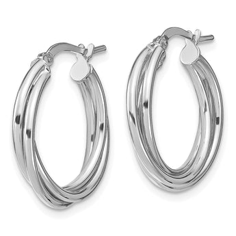 10K White Gold Polished Hoop Earrings